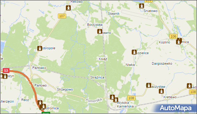 mapa Książ gmina Golczewo, Książ gmina Golczewo na mapie Targeo