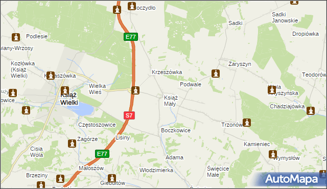 mapa Książ Mały, Książ Mały na mapie Targeo