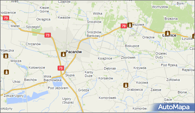 mapa Książnice gmina Pacanów, Książnice gmina Pacanów na mapie Targeo