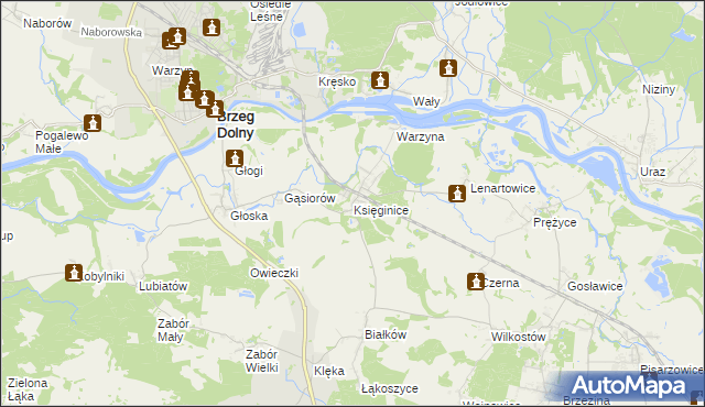 mapa Księginice gmina Miękinia, Księginice gmina Miękinia na mapie Targeo