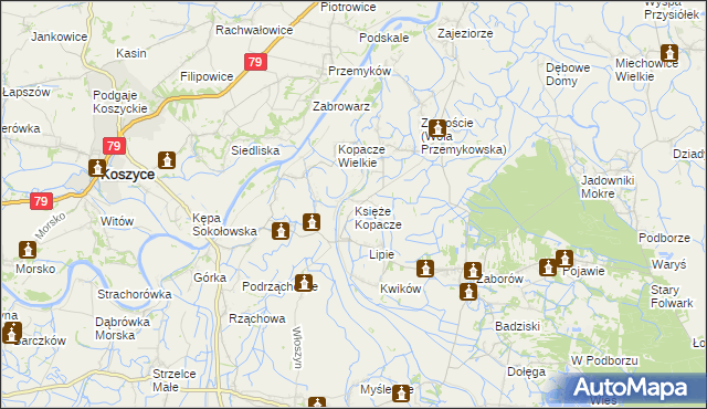 mapa Księże Kopacze, Księże Kopacze na mapie Targeo