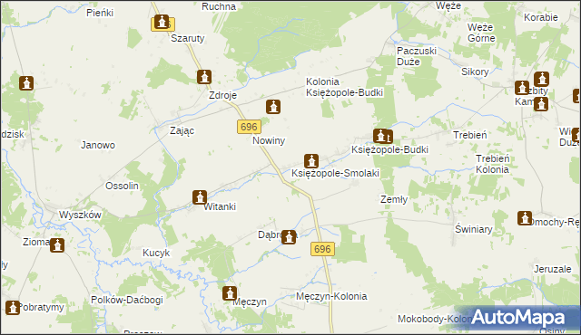 mapa Księżopole-Smolaki, Księżopole-Smolaki na mapie Targeo