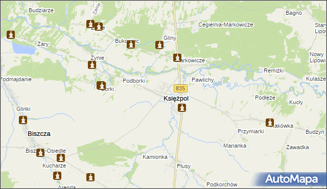 mapa Księżpol, Księżpol na mapie Targeo