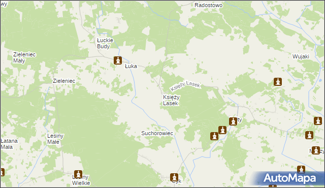 mapa Księży Lasek, Księży Lasek na mapie Targeo