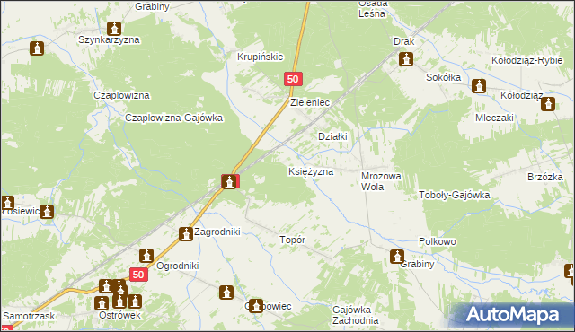 mapa Księżyzna gmina Stoczek, Księżyzna gmina Stoczek na mapie Targeo