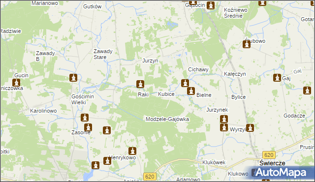 mapa Kubice gmina Nowe Miasto, Kubice gmina Nowe Miasto na mapie Targeo