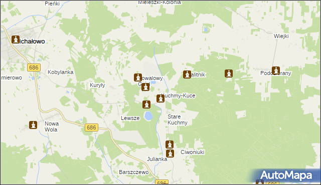 mapa Kuchmy-Kuce, Kuchmy-Kuce na mapie Targeo