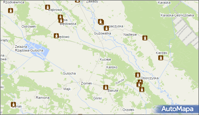 mapa Kucieje, Kucieje na mapie Targeo