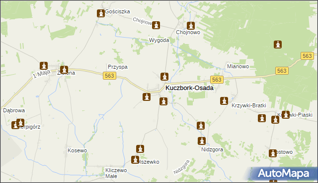 mapa Kuczbork-Wieś, Kuczbork-Wieś na mapie Targeo