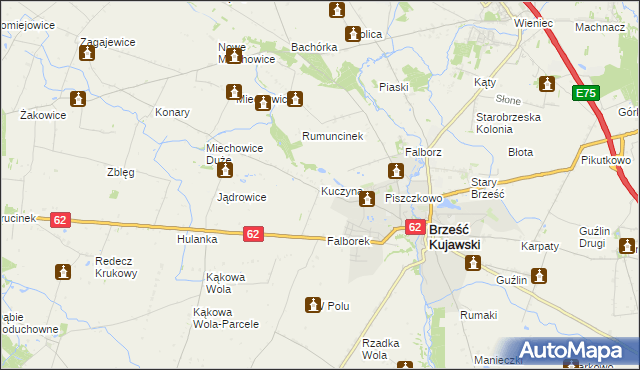 mapa Kuczyna gmina Brześć Kujawski, Kuczyna gmina Brześć Kujawski na mapie Targeo