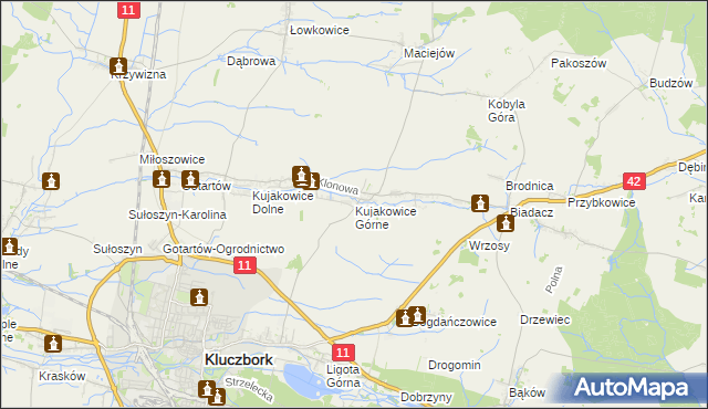 mapa Kujakowice Górne, Kujakowice Górne na mapie Targeo