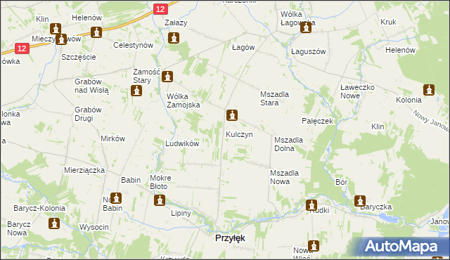 mapa Kulczyn gmina Przyłęk, Kulczyn gmina Przyłęk na mapie Targeo