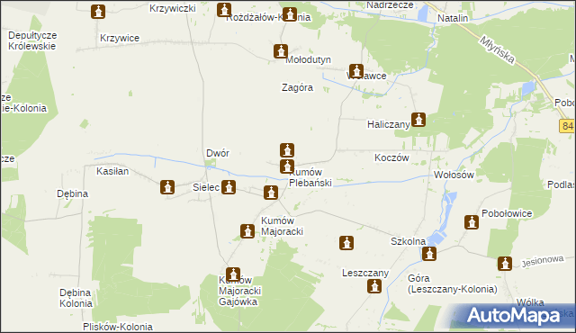 mapa Kumów Plebański, Kumów Plebański na mapie Targeo