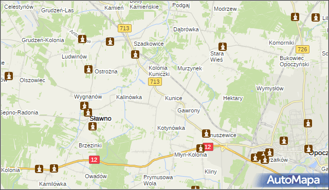 mapa Kunice gmina Sławno, Kunice gmina Sławno na mapie Targeo