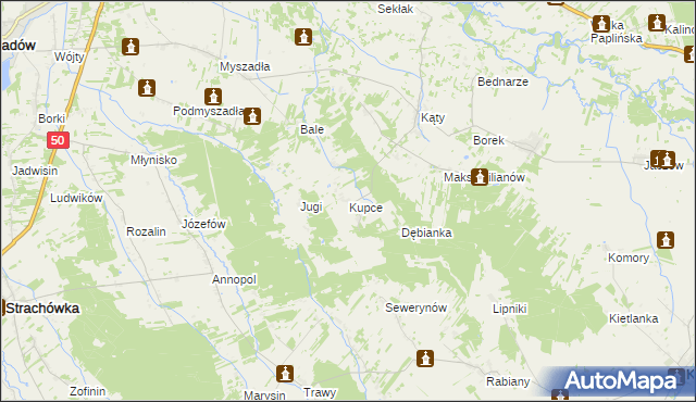 mapa Kupce, Kupce na mapie Targeo