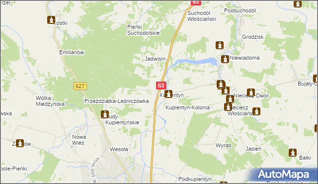 mapa Kupientyn, Kupientyn na mapie Targeo