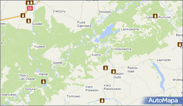 mapa Kupno gmina Wąpielsk, Kupno gmina Wąpielsk na mapie Targeo