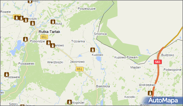 mapa Kupowo, Kupowo na mapie Targeo