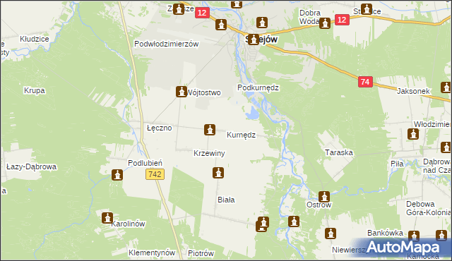 mapa Kurnędz, Kurnędz na mapie Targeo