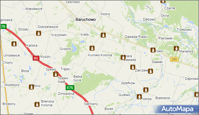 mapa Kurowo-Parcele, Kurowo-Parcele na mapie Targeo