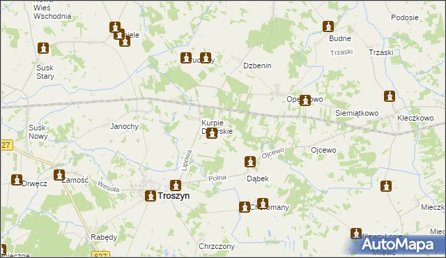 mapa Kurpie Szlacheckie, Kurpie Szlacheckie na mapie Targeo