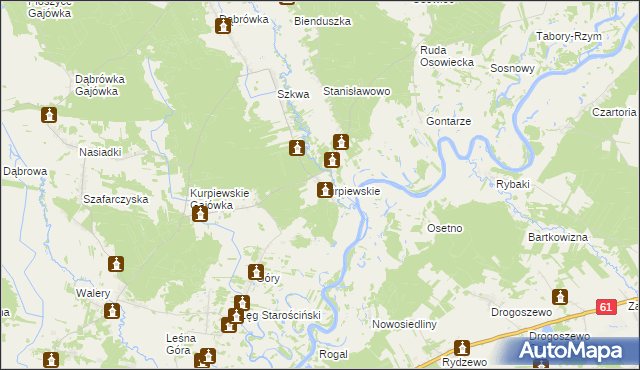 mapa Kurpiewskie, Kurpiewskie na mapie Targeo