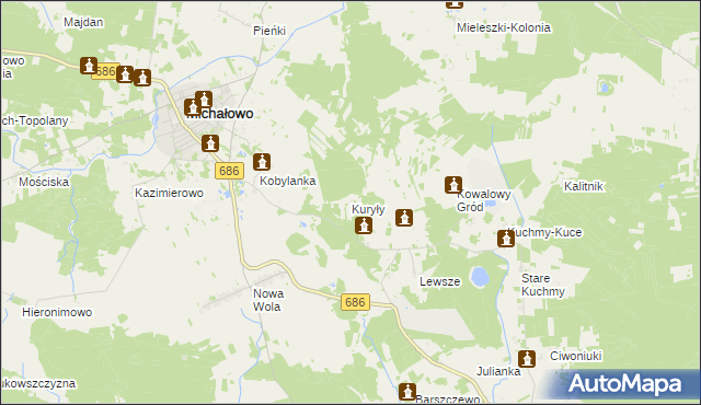 mapa Kuryły gmina Michałowo, Kuryły gmina Michałowo na mapie Targeo