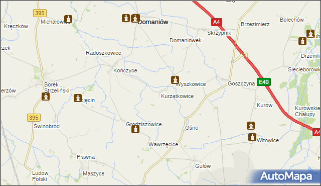 mapa Kurzątkowice, Kurzątkowice na mapie Targeo