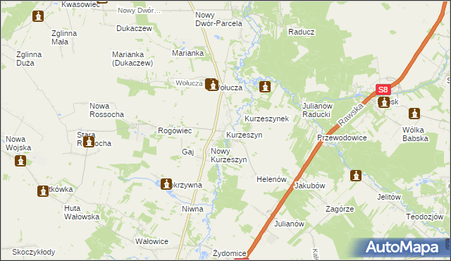 mapa Kurzeszyn, Kurzeszyn na mapie Targeo