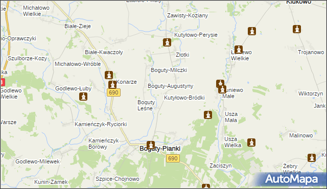 mapa Kutyłowo-Bródki, Kutyłowo-Bródki na mapie Targeo