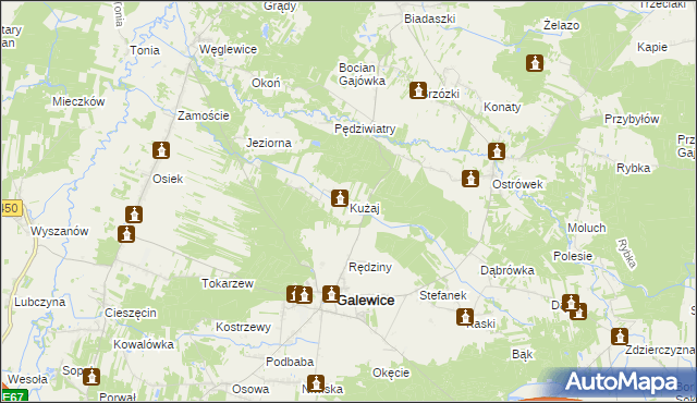 mapa Kużaj, Kużaj na mapie Targeo