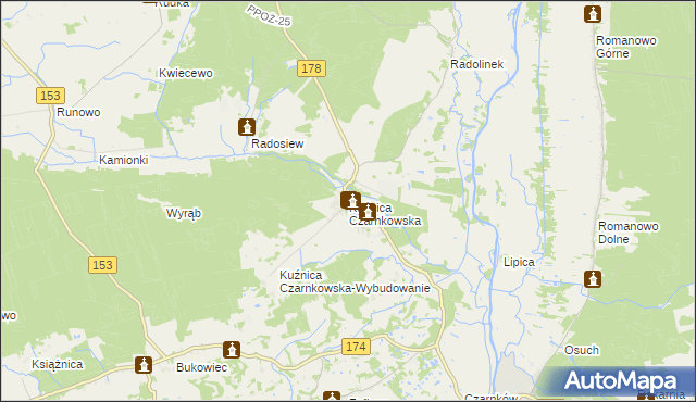 mapa Kuźnica Czarnkowska, Kuźnica Czarnkowska na mapie Targeo