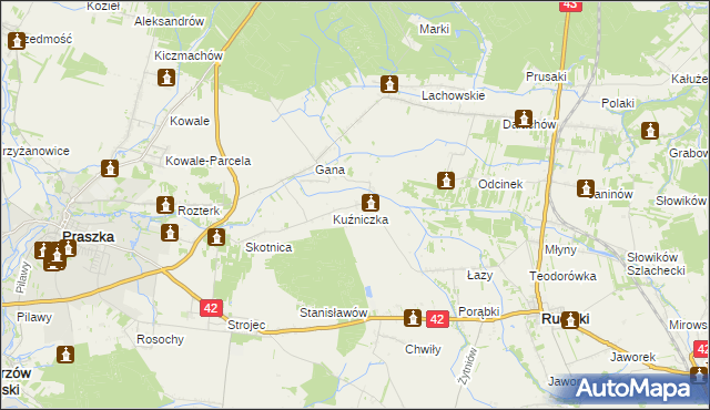 mapa Kuźnica gmina Rudniki, Kuźnica gmina Rudniki na mapie Targeo