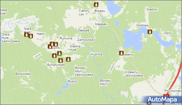 mapa Kuźnica gmina Warlubie, Kuźnica gmina Warlubie na mapie Targeo