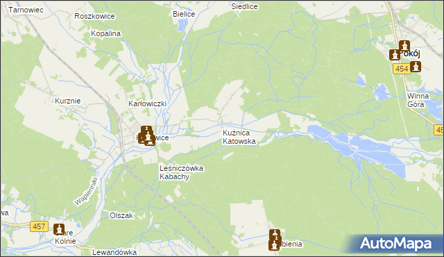 mapa Kuźnica Katowska, Kuźnica Katowska na mapie Targeo