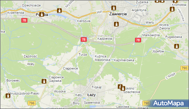 mapa Kuźnica Masłońska, Kuźnica Masłońska na mapie Targeo