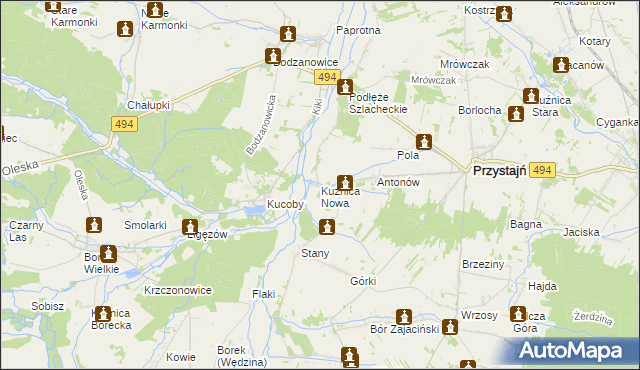 mapa Kuźnica Nowa, Kuźnica Nowa na mapie Targeo