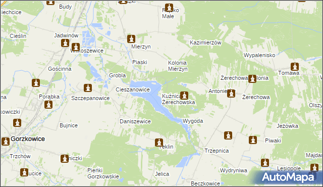 mapa Kuźnica Żerechowska, Kuźnica Żerechowska na mapie Targeo