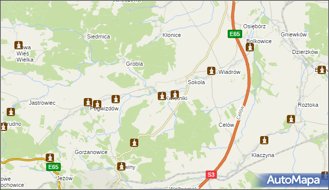 mapa Kwietniki, Kwietniki na mapie Targeo