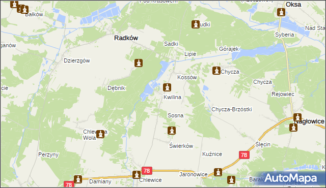 mapa Kwilina, Kwilina na mapie Targeo