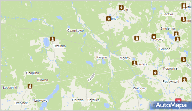 mapa Kwisno, Kwisno na mapie Targeo