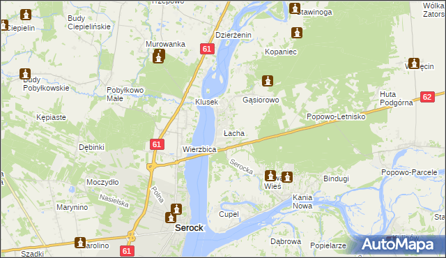mapa Łacha gmina Serock, Łacha gmina Serock na mapie Targeo
