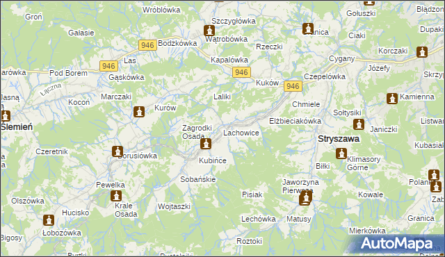 mapa Lachowice, Lachowice na mapie Targeo