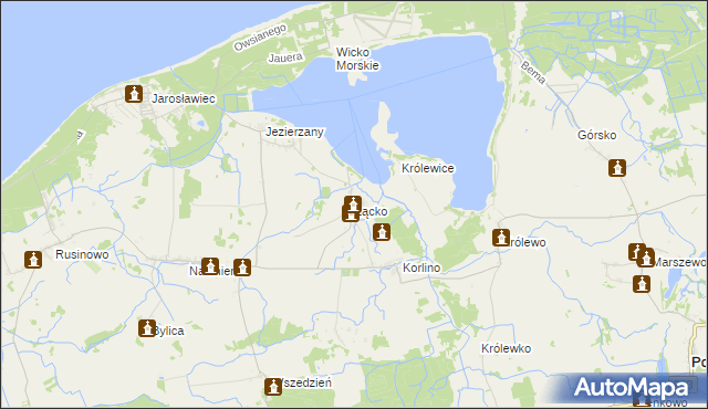 mapa Łącko gmina Postomino, Łącko gmina Postomino na mapie Targeo