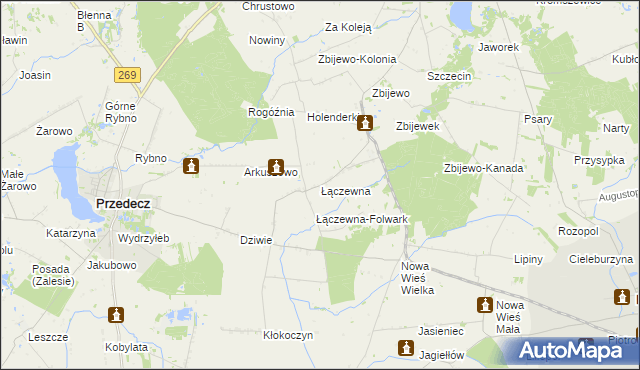 mapa Łączewna gmina Przedecz, Łączewna gmina Przedecz na mapie Targeo