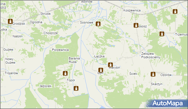 mapa Łączka gmina Kotuń, Łączka gmina Kotuń na mapie Targeo