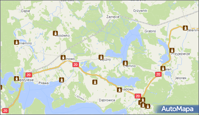 mapa Łączno gmina Borne Sulinowo, Łączno gmina Borne Sulinowo na mapie Targeo