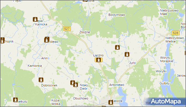 mapa Łączno gmina Morąg, Łączno gmina Morąg na mapie Targeo