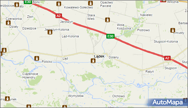 mapa Lądek powiat słupecki, Lądek powiat słupecki na mapie Targeo