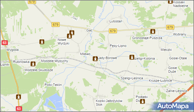 mapa Łady-Borowe, Łady-Borowe na mapie Targeo